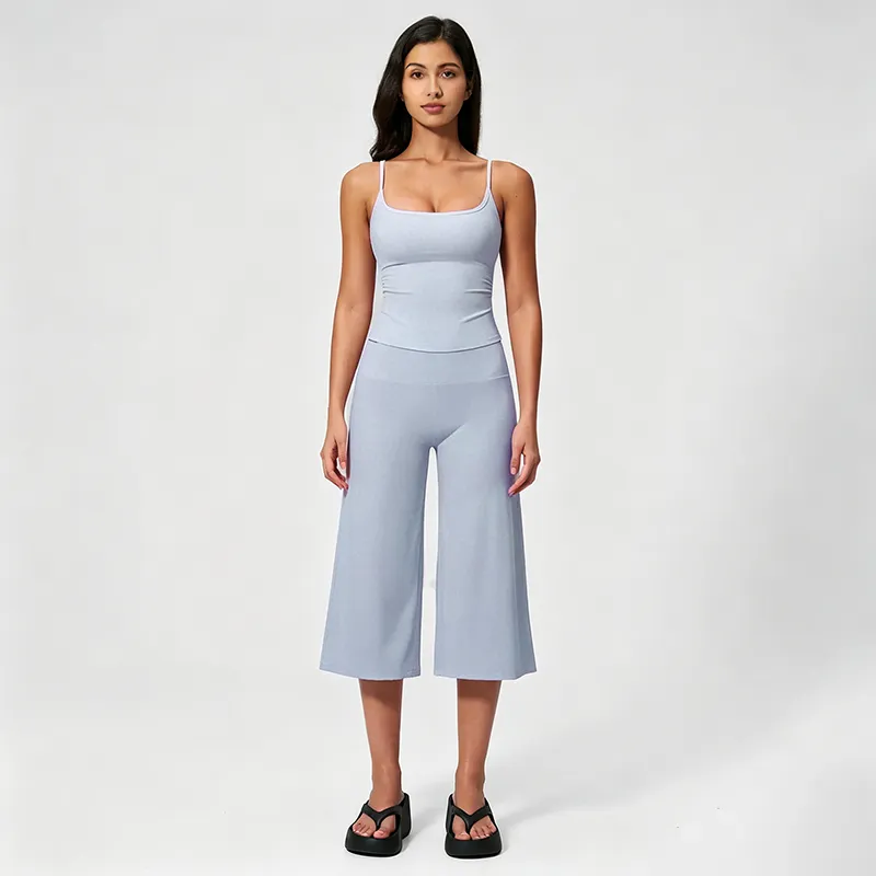 Strappy Tank Top and High-Waisted Mid-Length Shorts — Outdoor Running & Sports Set