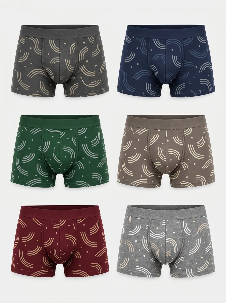 Men's Geometric Rainbow Boxer Briefs 6-Pack