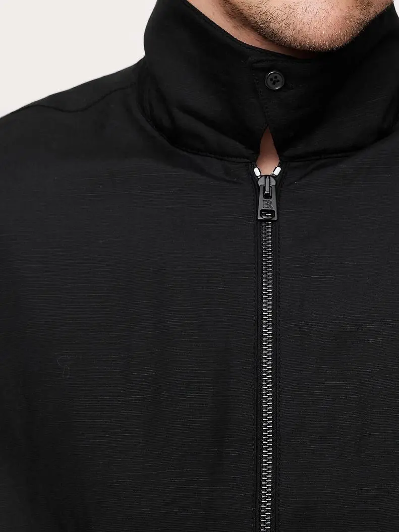 Men's  Black Simple Linen Jacket