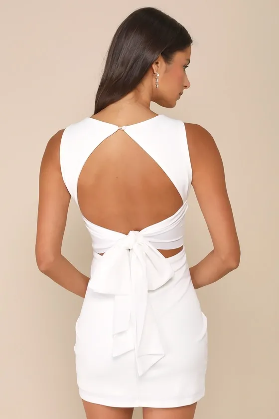 Confident Cutie White Tie Back Sleeveless Mini Dress