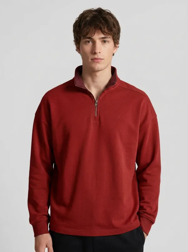Men's Mountain Textured Embroidered Quarter-Zip Sweatshirt