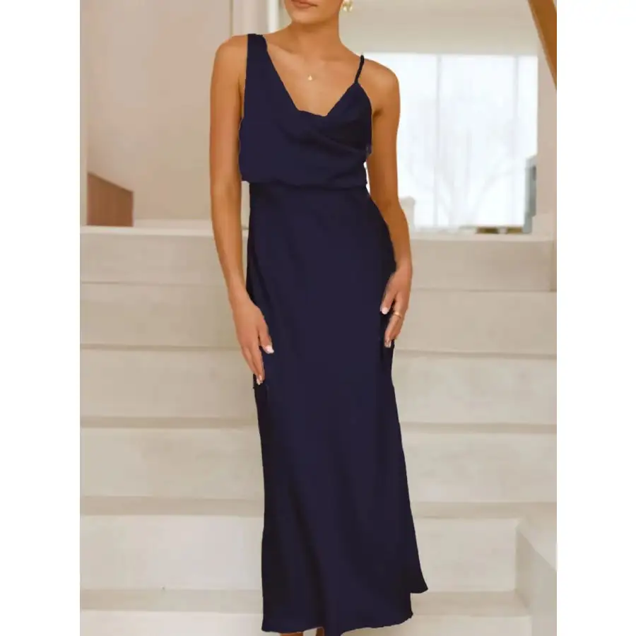 Satin Asymmetrical Midi Dress