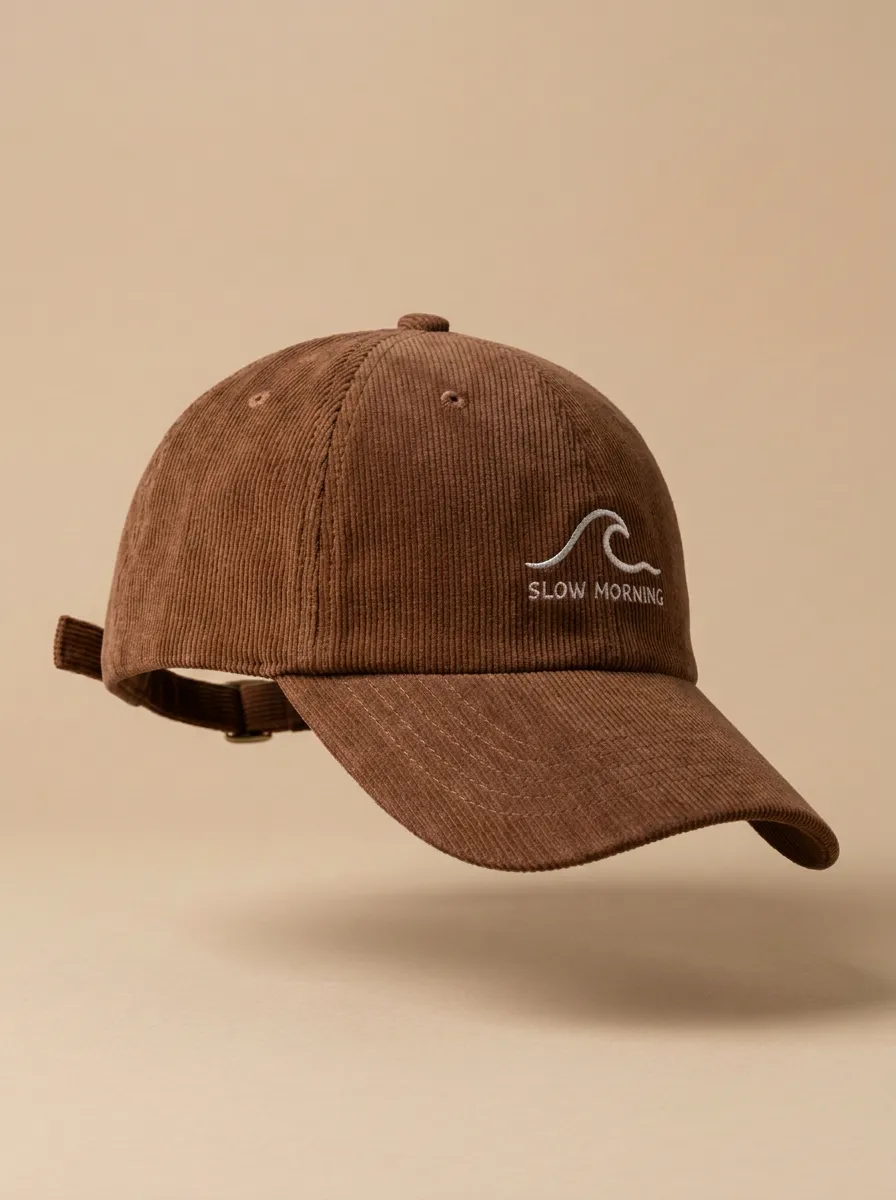 Slow-Morning Corduroy Embroidered Unisex Baseball Cap