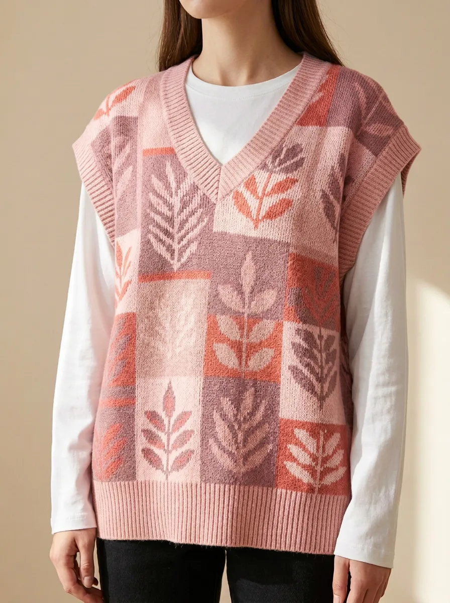Botanical Patchwork Sweater Vest