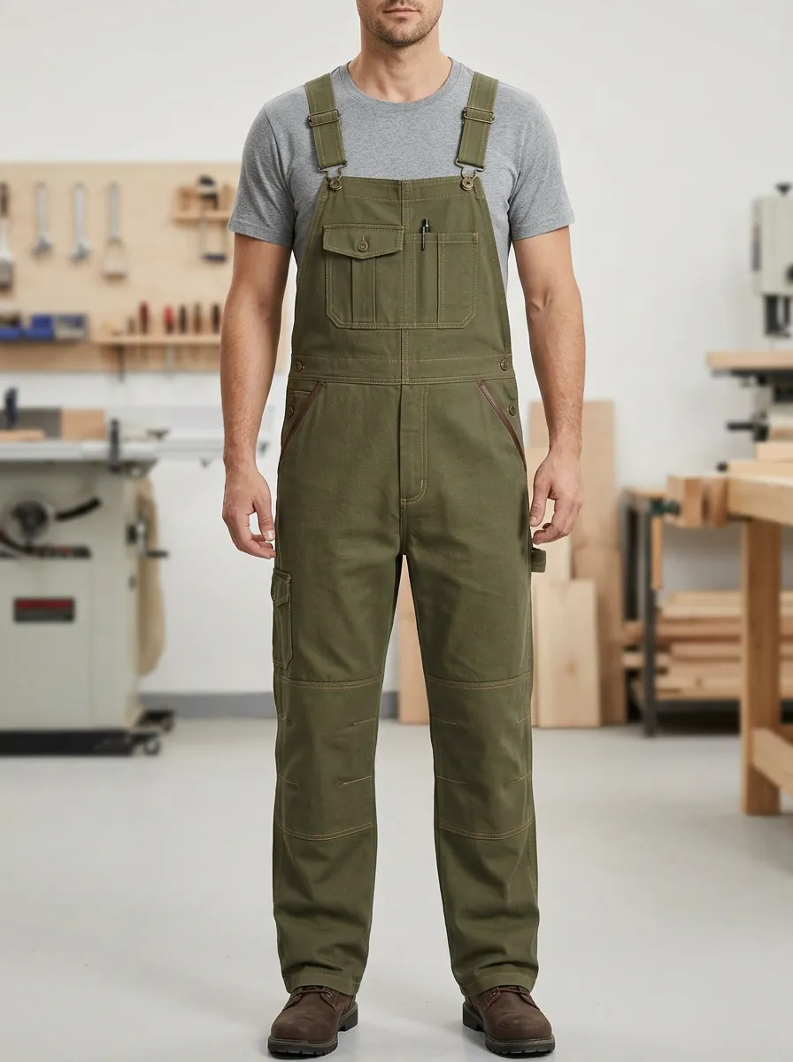 Men's Modern Multi-Pocket Carpenter Bib Work Overalls