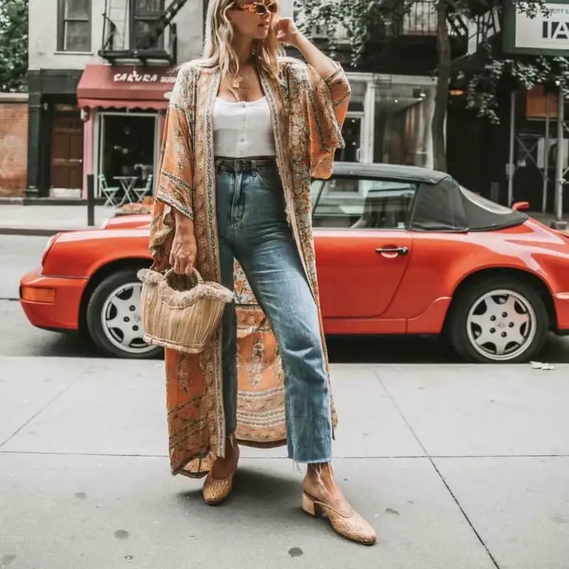 Bohemian Floral Kimono Dress