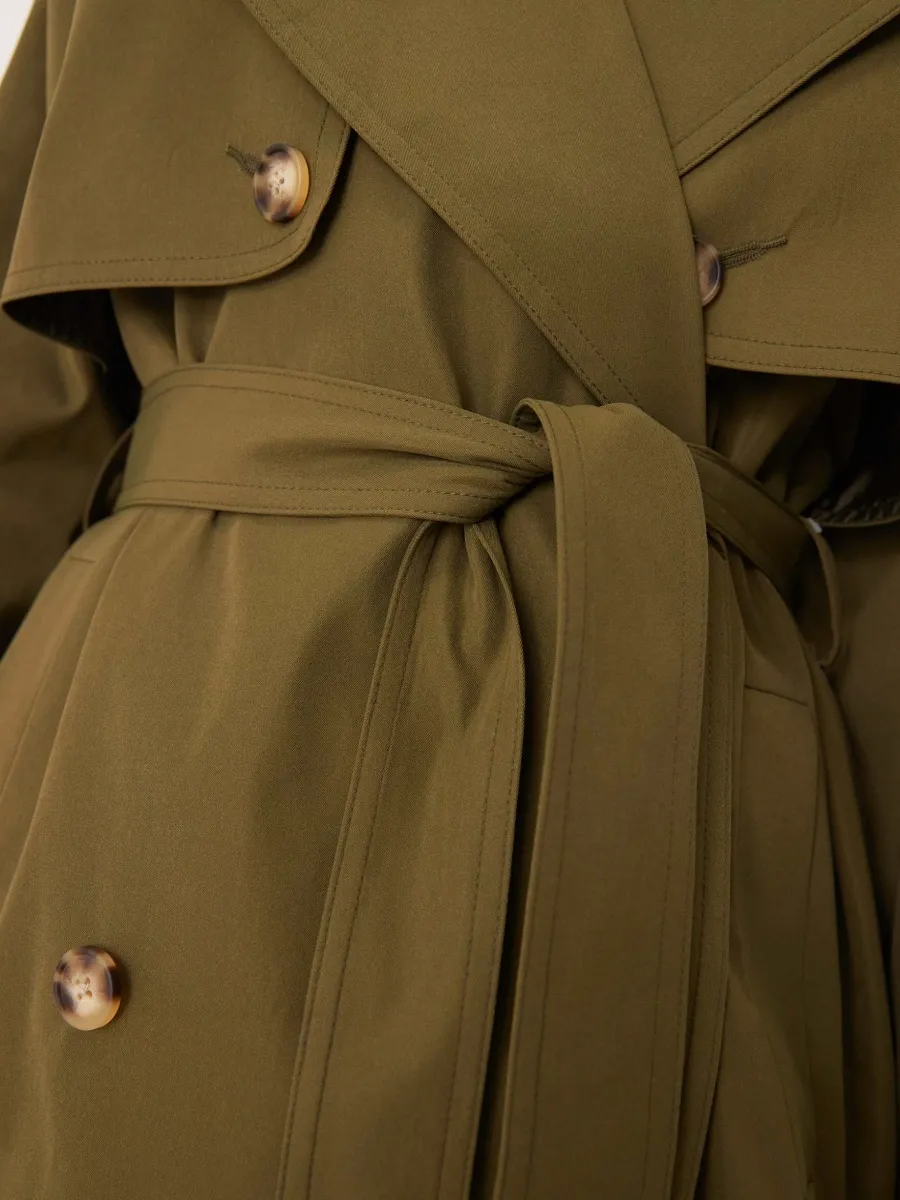 Double-Breasted Belted Trench Coat