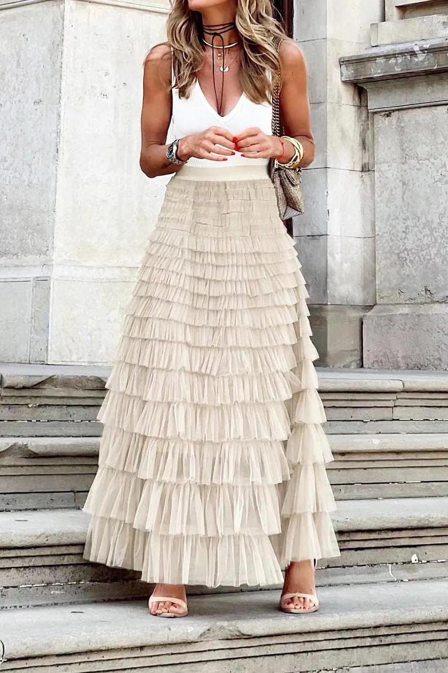 Layered Mesh Boho Skirt