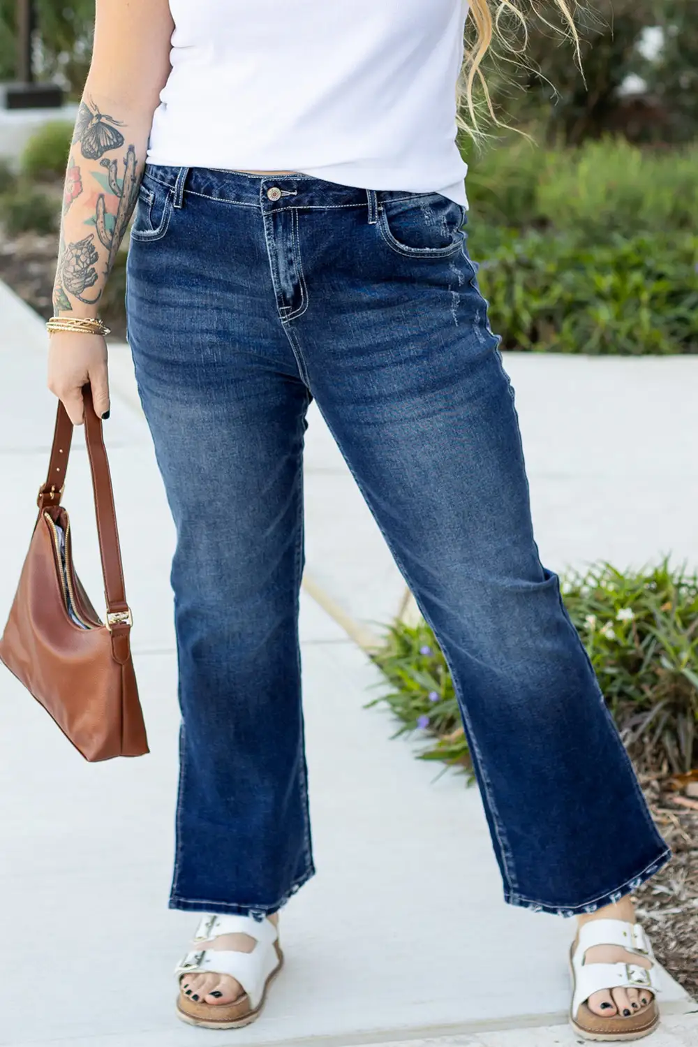 Wide Leg Subtle Texture Denim Jeans