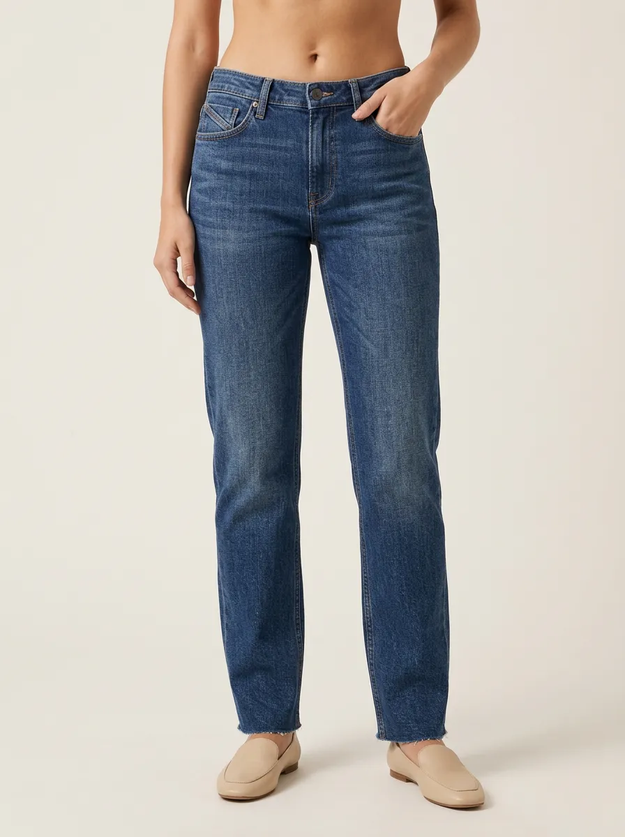 Mid Rise Laid Back Jeans