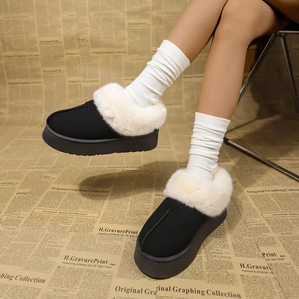 Fuzzy Platform Ankle Boots