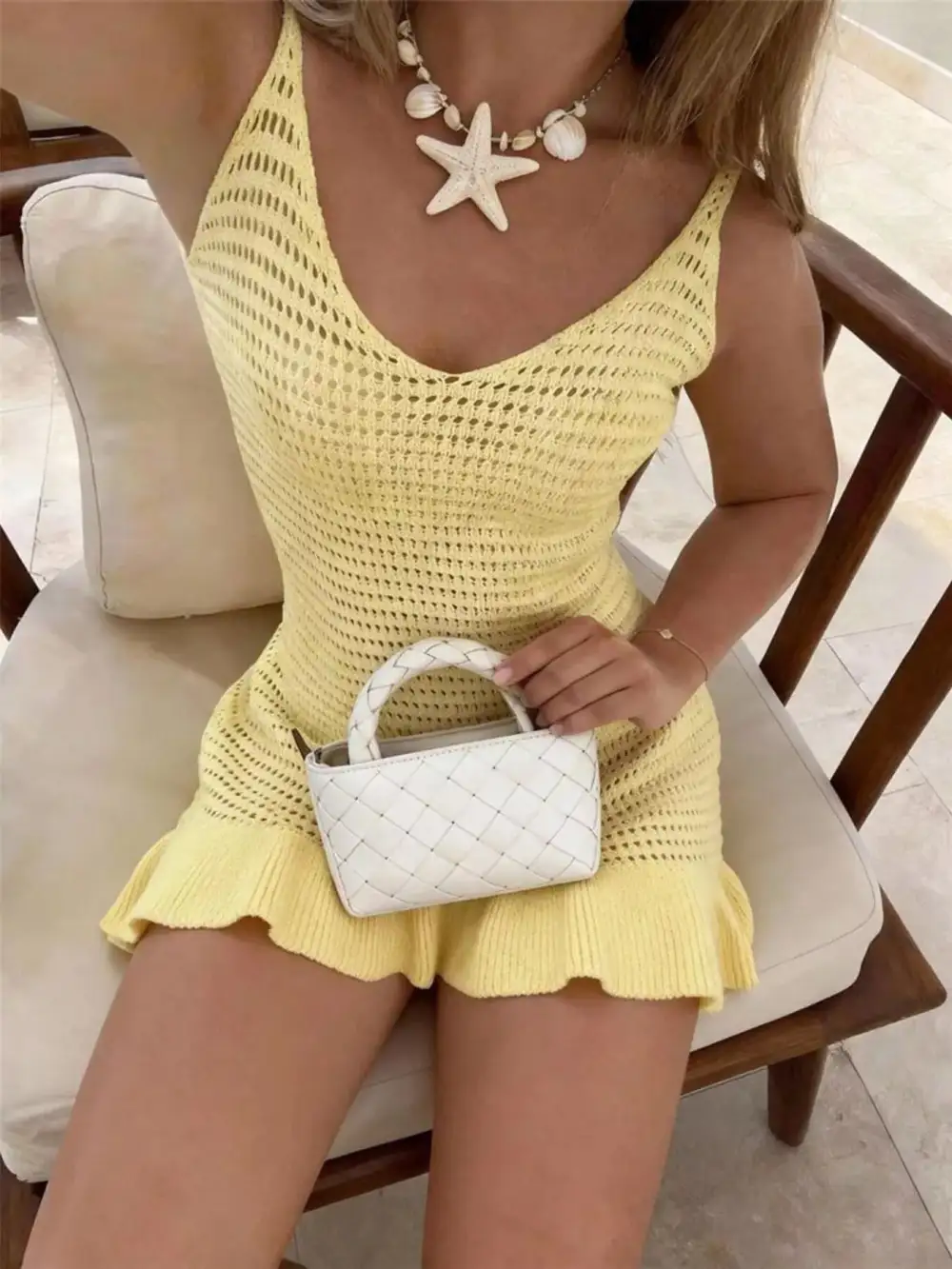 Sweater V-Neck Knit Casual Dress