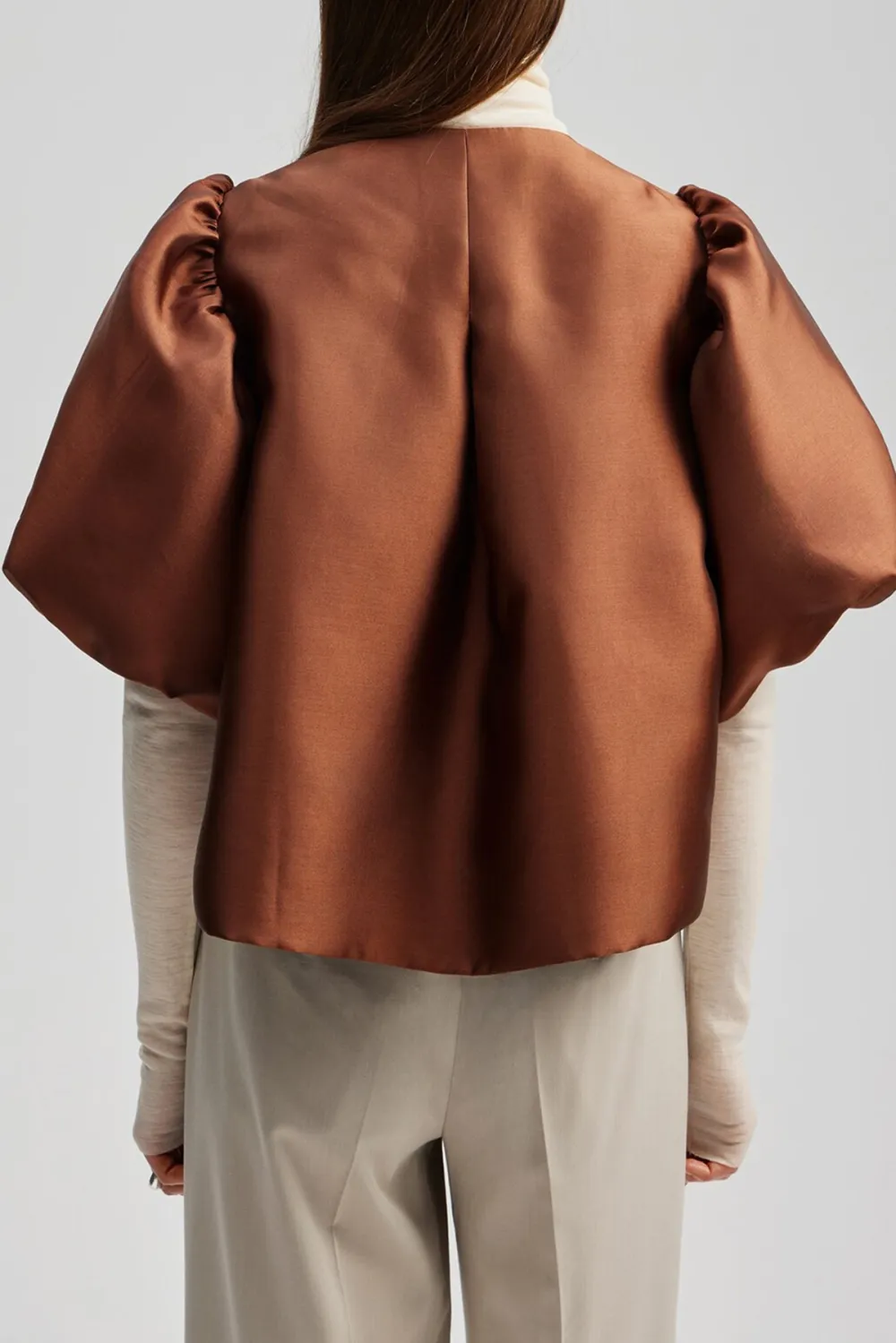 Puff Sleeve Scarf Neck Blouse