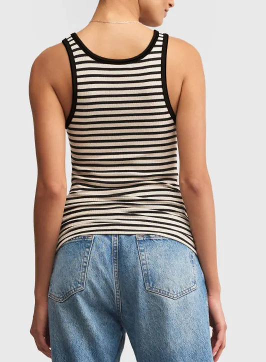 Scoop Neck Striped Ribbed Tank
