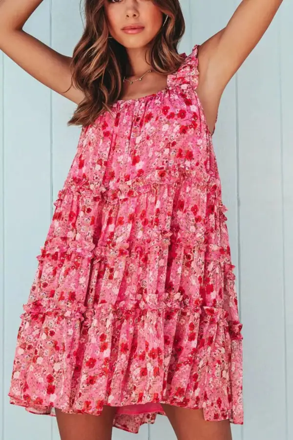 Print Ruffle Tiered Mini Dress