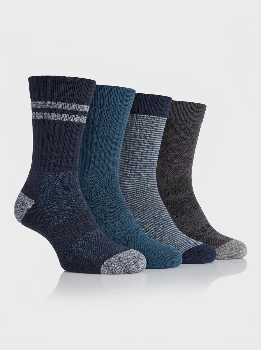 Retro-Look Striped Men's Four-Pair Long Socks