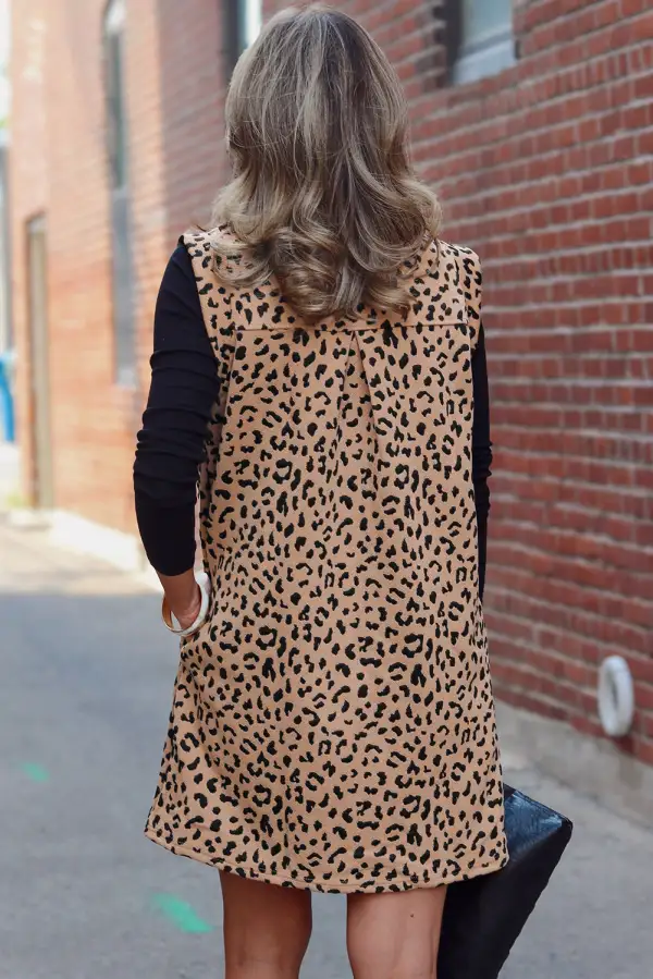 Animal Print V-Neck Collared Mini Dress