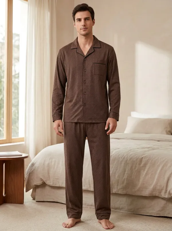 Refined Geometric Men's Pajama Set
