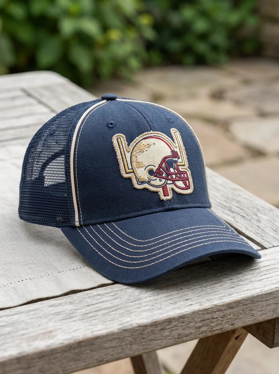 Men's Football Fan American Helmet Goalpost Printed Mesh Trucker Hat