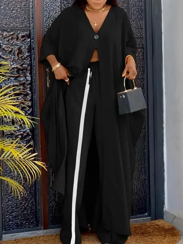 Batwing Sleeve V Neck Top And Pants Set