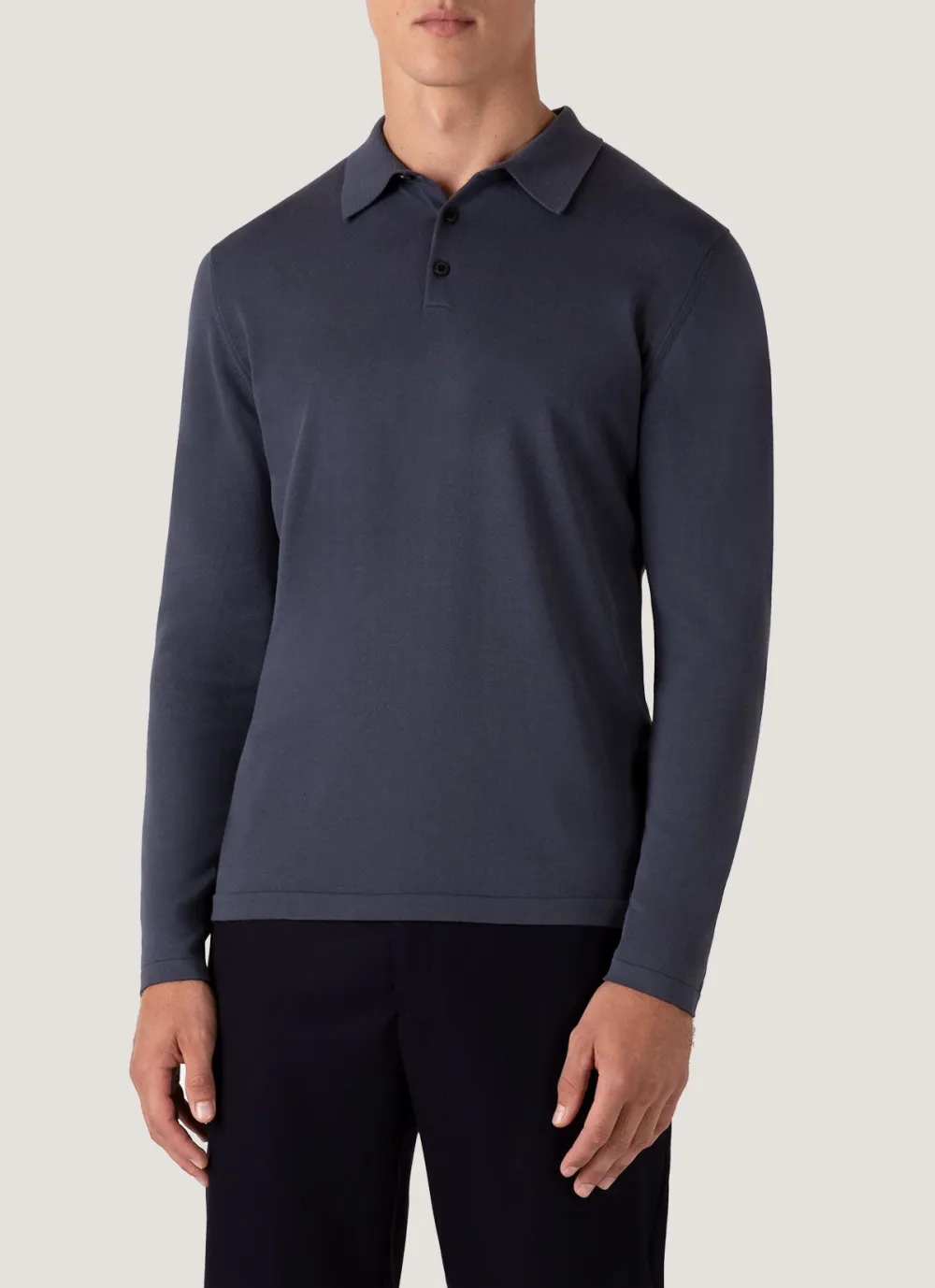 Streamlined Everyday Slim Fit Sea Island Cotton Knit Long Sleeve Polo Shirt