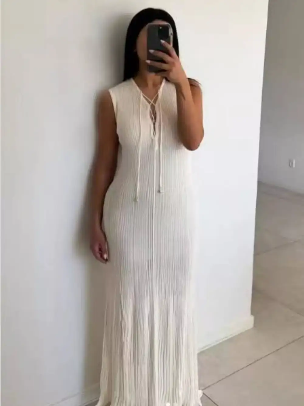 Lightweight Feel Lace Sleeveless Maxi Dress
