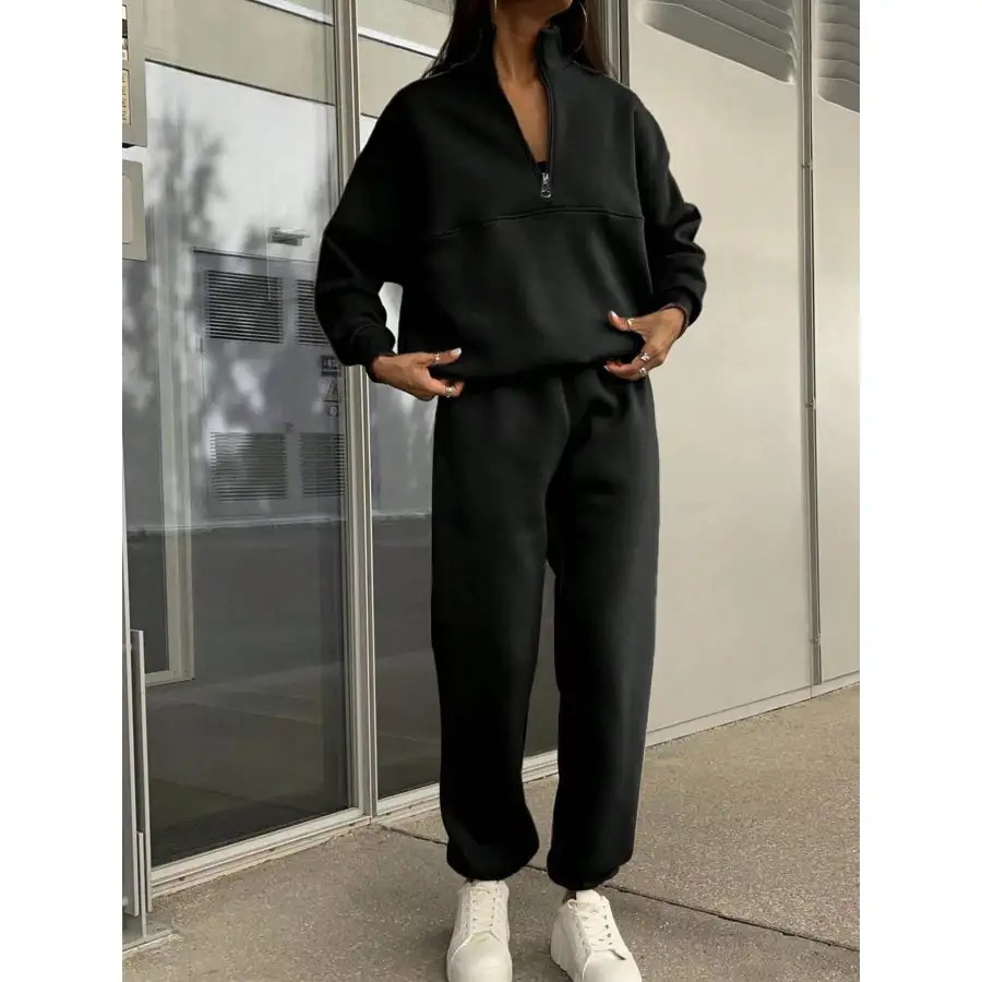 Classic Half Zip Sweatshirt and Pants Set