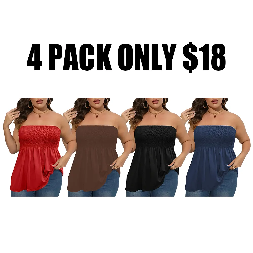 Solid Color Strapless Top With Ruffled Hem🔥12-Pack - All Colors Included, Only $35
