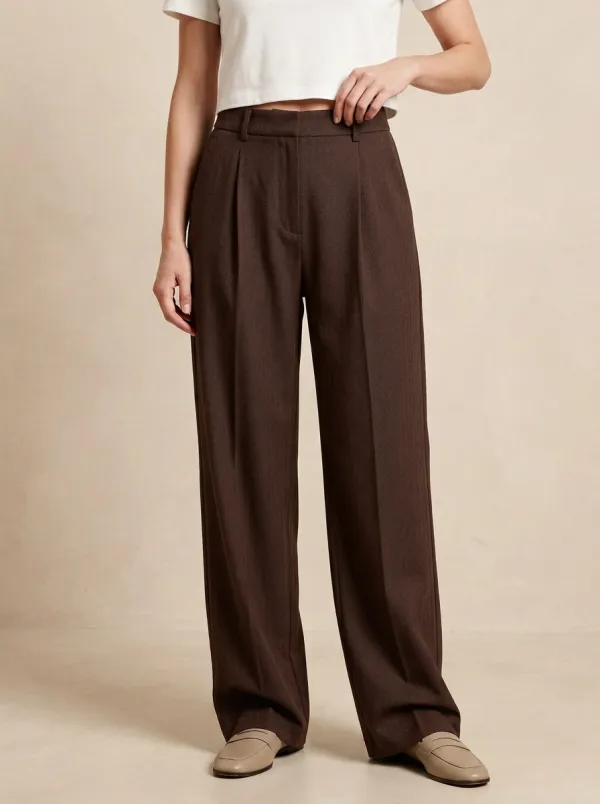 Classic Wide-Leg Pleated Women's Wide-Leg Pants