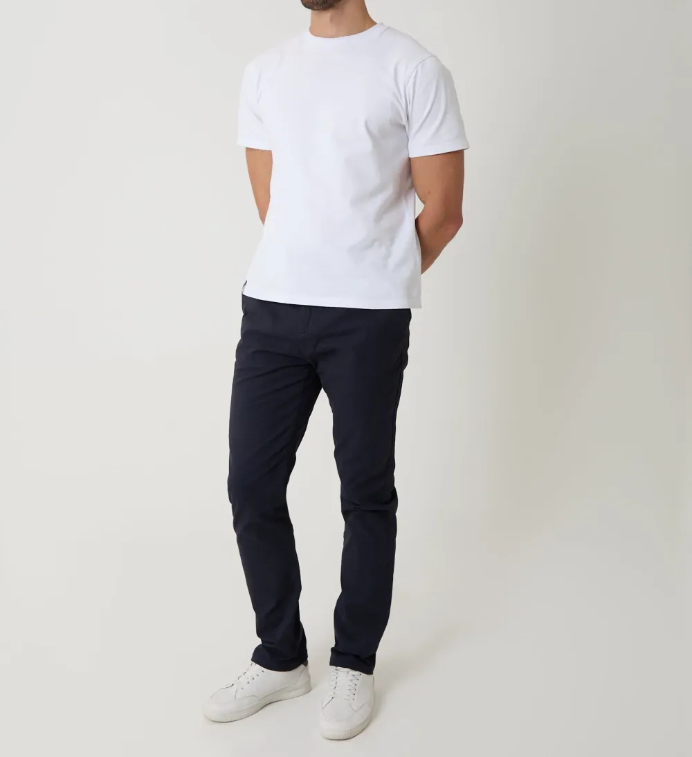Men's Navy Cotton Blend Slim-Fit Pants