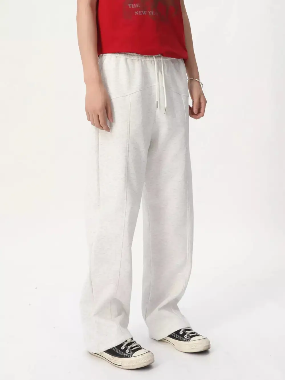Textured Men's Wide Leg Drawstring Pants