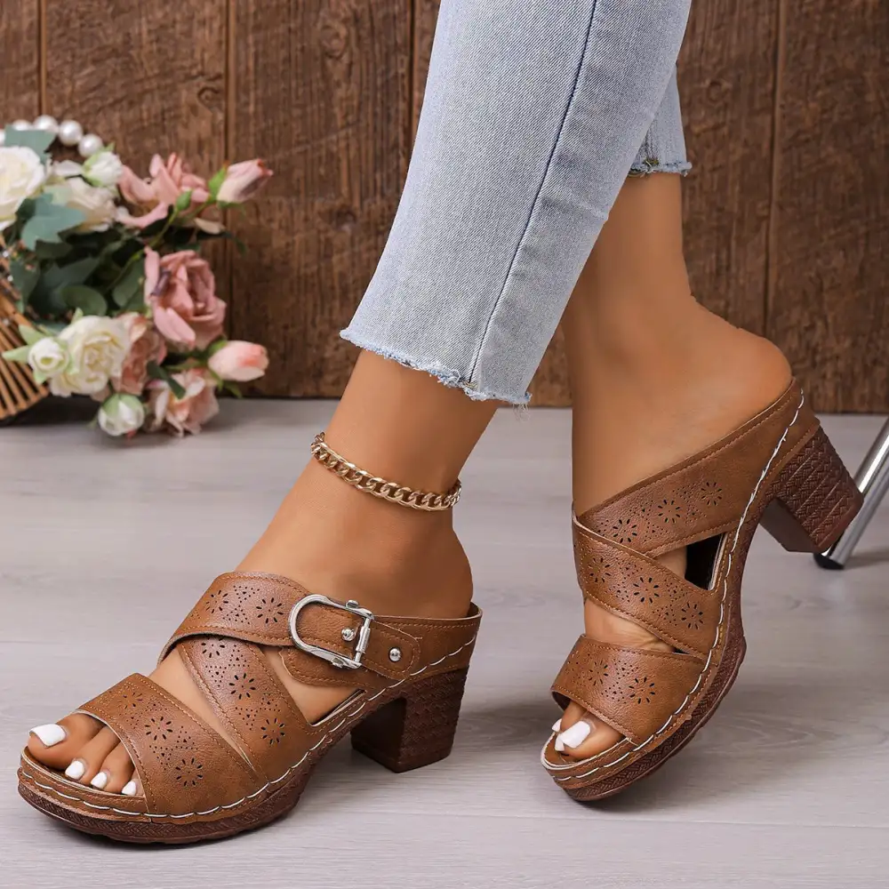 Sleek Open Toe Block Heel Sandals