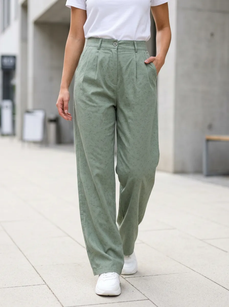 Women's Casual Floral Print Wide-Leg Trousers