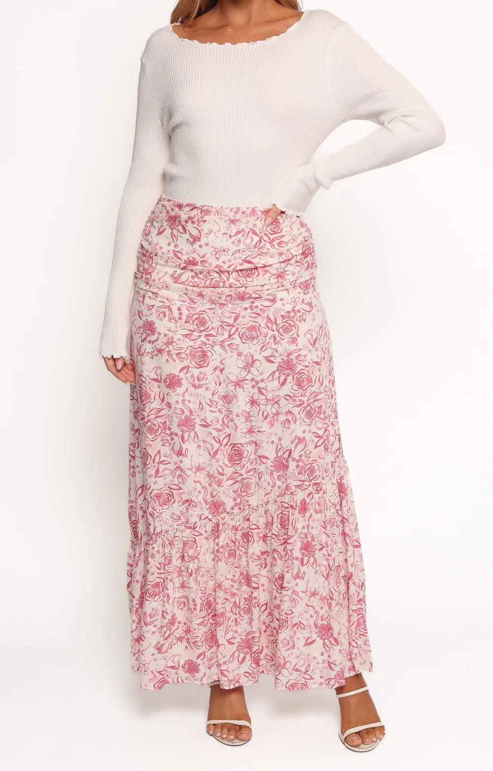 Floral Ruched Gathered Skirt