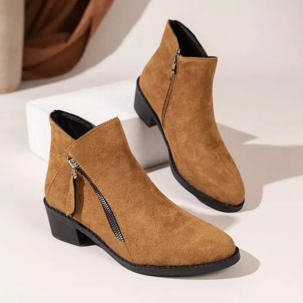 Point Toe Block Heels Boots