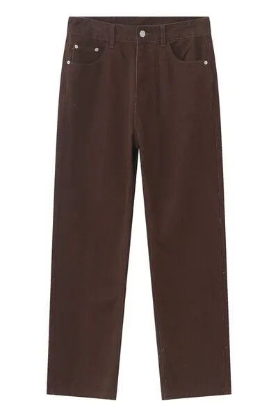 Breezy Washed Pocketed Stretch Straight Leg Jeans