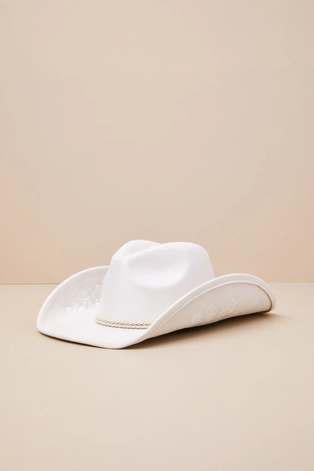 Minimalist Ivory Floral Embroidery Women's Hat