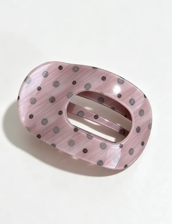 Polka Dot Print Oval Hollow Out Hair Hair Claw Clip