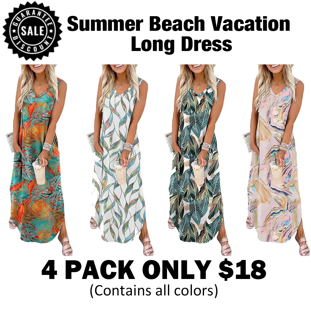 Summer Beach Vacation Long Dress-🔥8-Pack - All Colors Included, Only $24