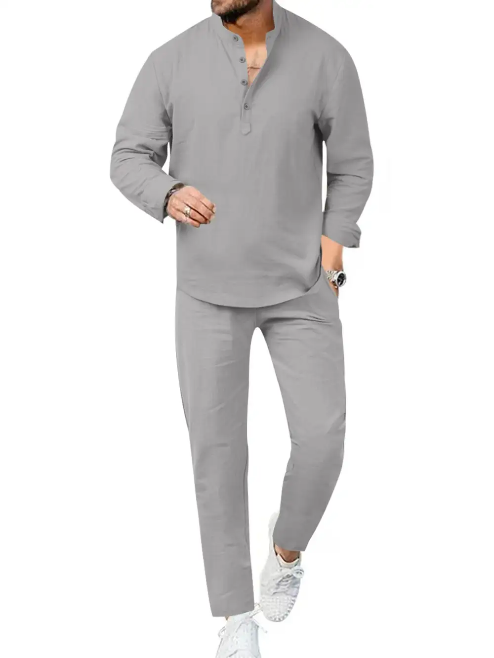 Men's Full Size Casual Long Sleeve Shirt and