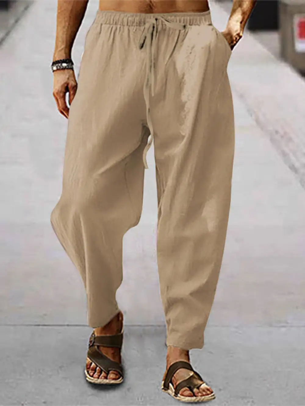 Men's Full Size Drawstring Wide Leg Pants Plus