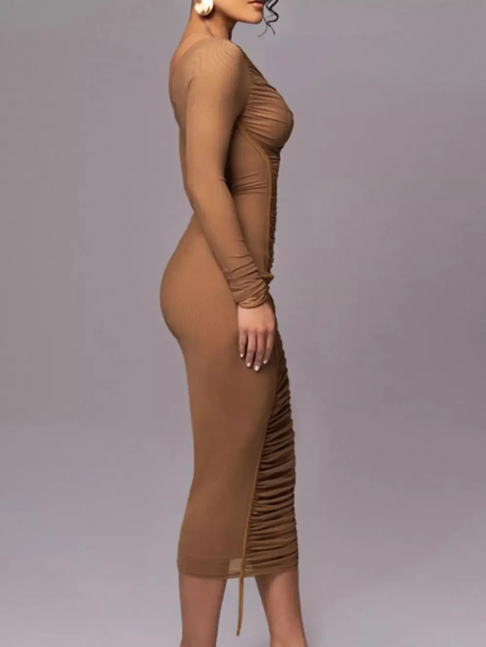 Smooth Finish Ruched Midi Dress