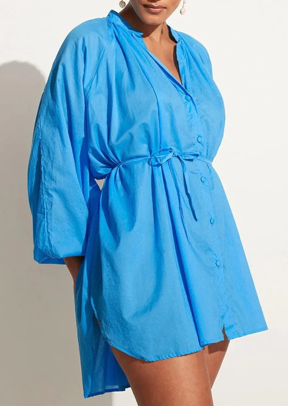 BUTTON UP SMOCK DRESS