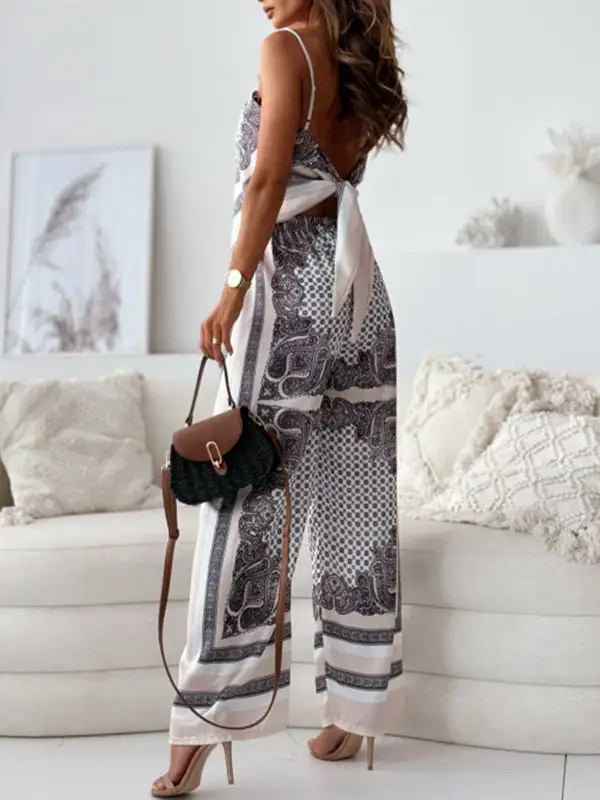 Print Strappy Vest And Pants Set