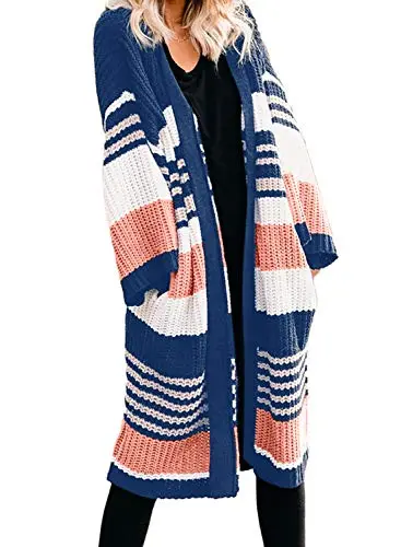 Womens Solid Casual Cozy Knit Open Front Long Cardigan Sweater