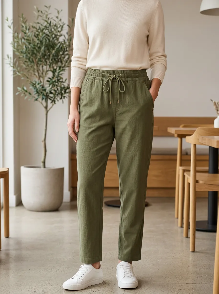 Women's Comfort Inspired Casual Adjustable Drawstring Waist Pants