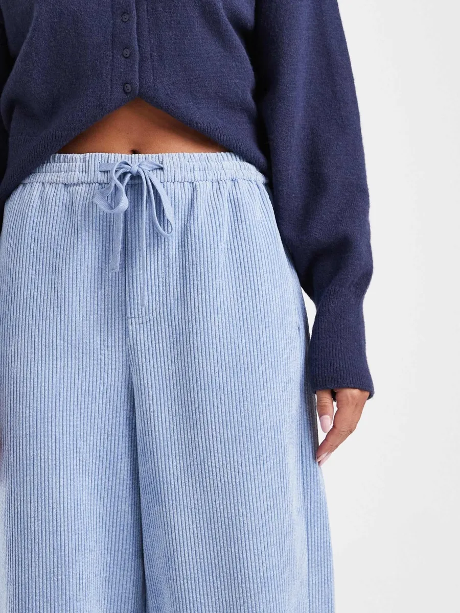 Corduroy Drawstring Wide-Leg Pants
