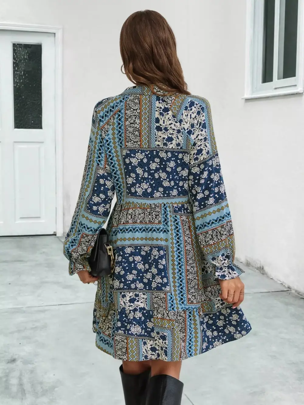 Boho Long Sleeve Mini Dress