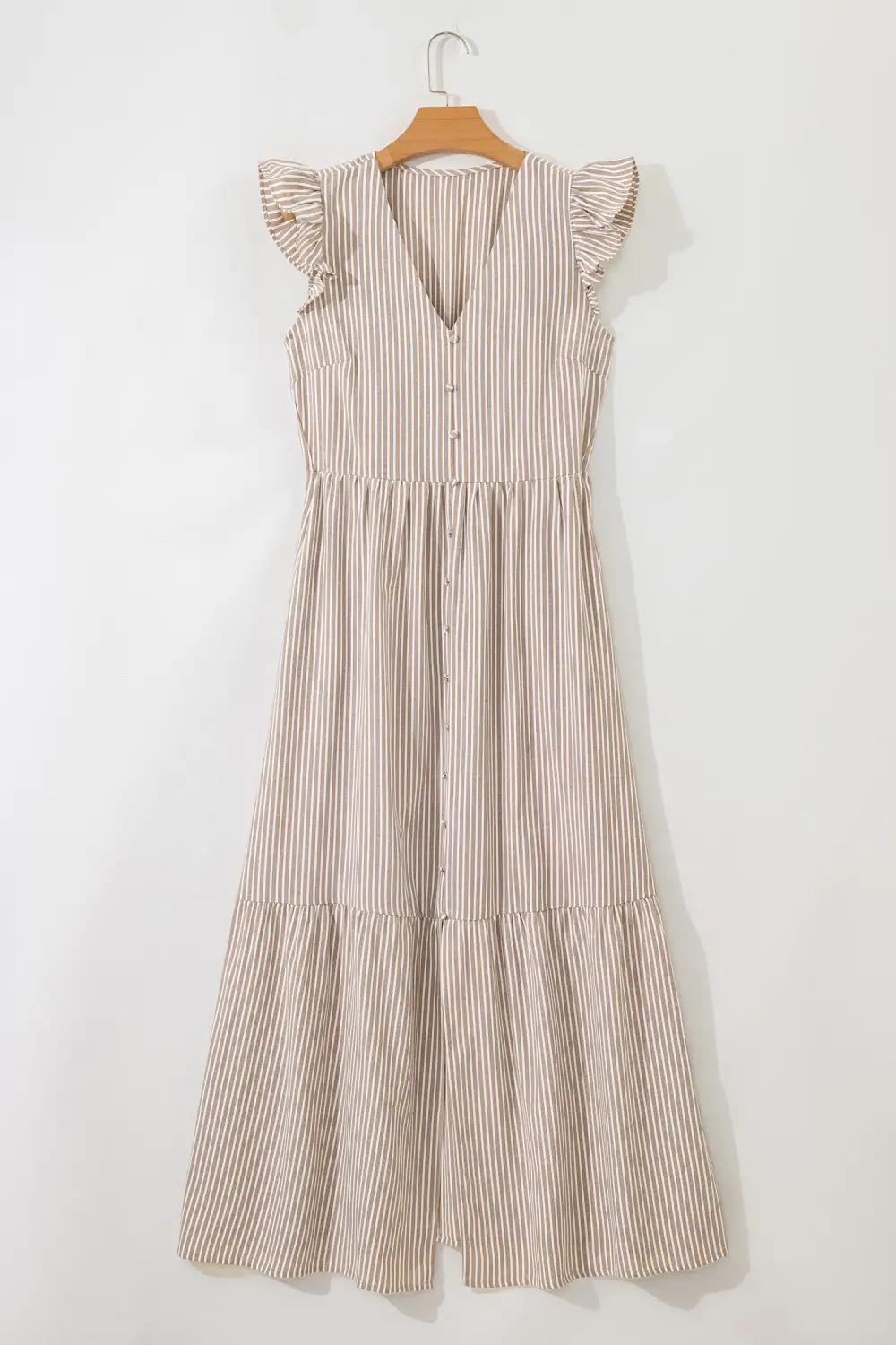Striped Button Front Slit Maxi Dress