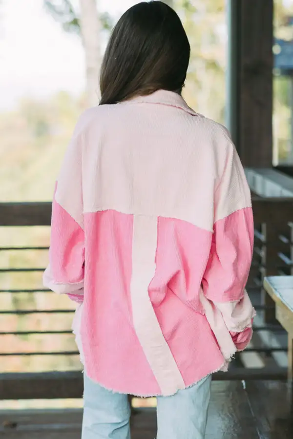 Delicacy Two Tone Exposed Seam Corduroy Shirt Jacket